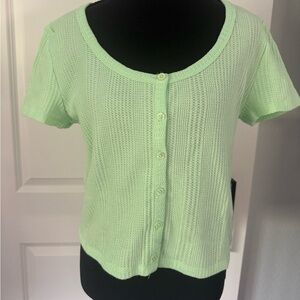 Elodie Mint Green Knit Button-Front Top – Size XL (NWT)